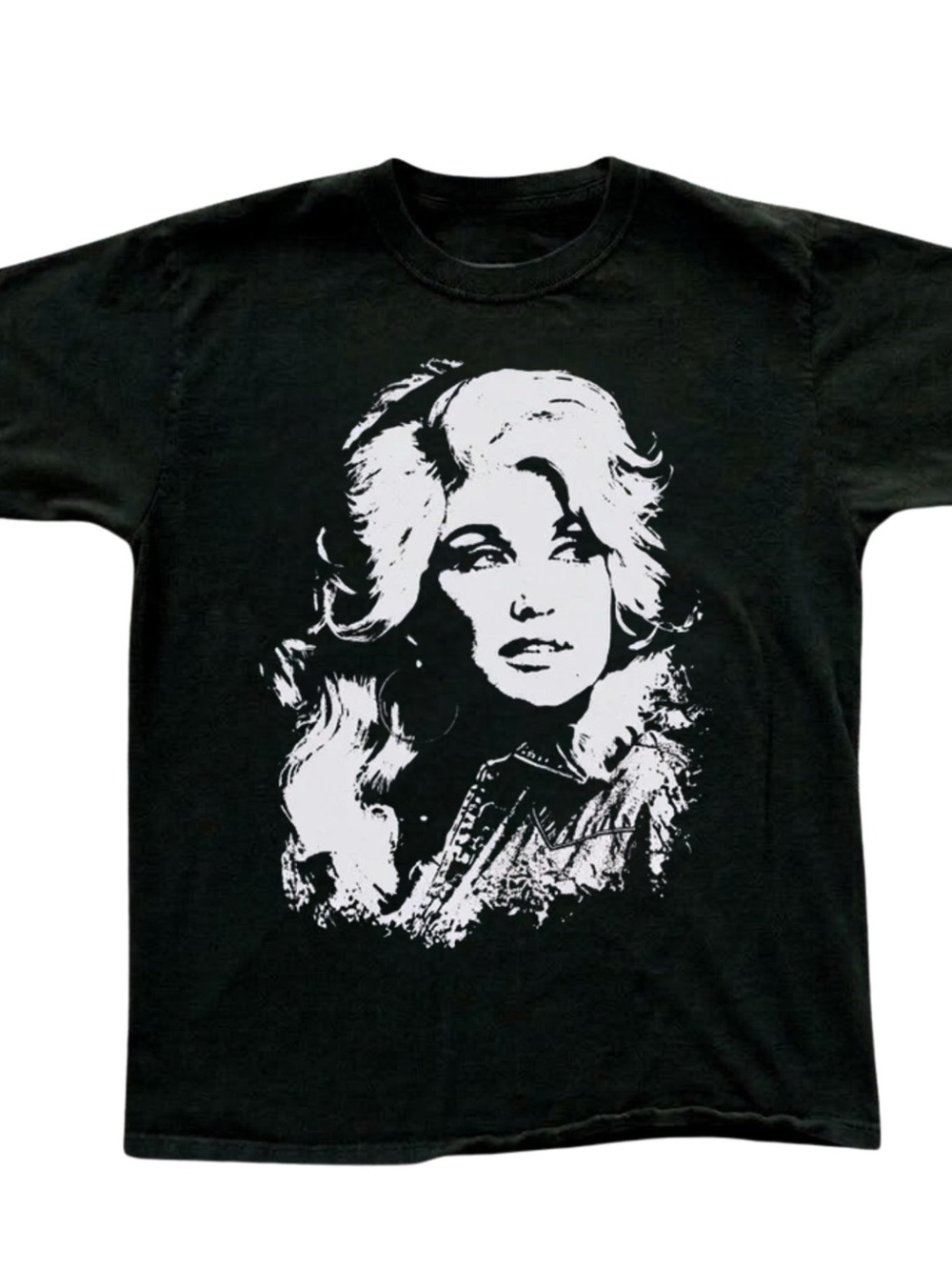 Gildan Black Tee with White Portrait Graphic